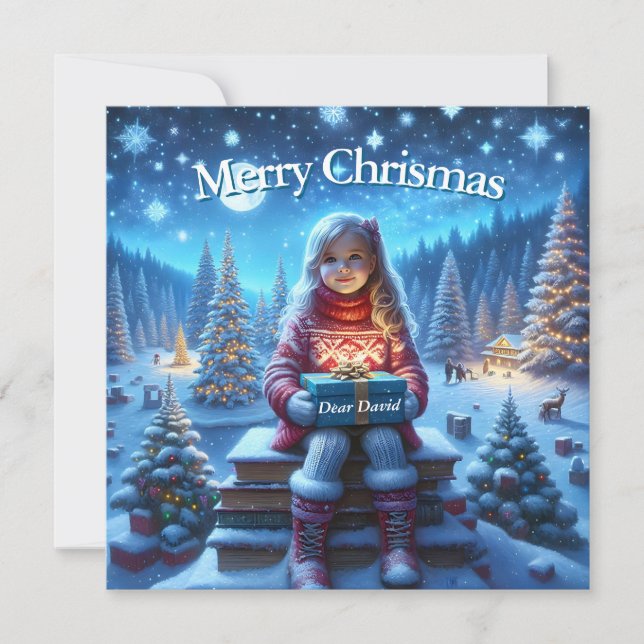 Merry Christmas present book square postcard (Front)
