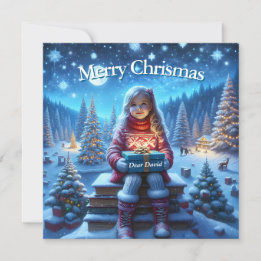 Merry Christmas present book square postcard