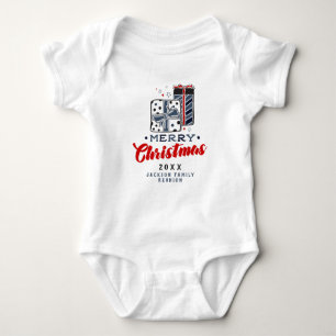 Merry Christmas Presents Custom Text Red Blue Baby Bodysuit