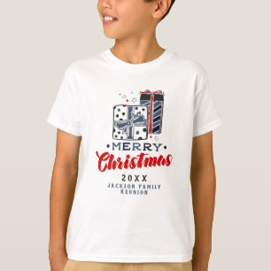 Merry Christmas Presents Custom Text Red Blue  T-Shirt