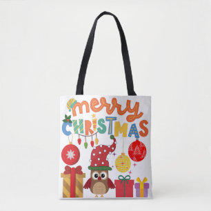 MERRY CHRISTMAS PRESENTS LIGHTS SANTA NEW YEAR  TOTE BAG