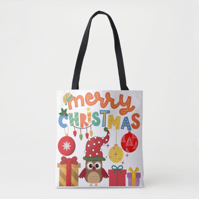 MERRY CHRISTMAS PRESENTS LIGHTS SANTA NEW YEAR  TOTE BAG (Front)
