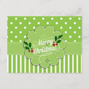 Merry Christmas, pretty stripes and polka dots Postcard