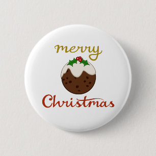 Merry Christmas+Pudding Design 6 Cm Round Badge