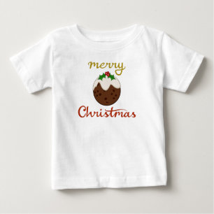 Merry Christmas+Pudding Design Baby T-Shirt