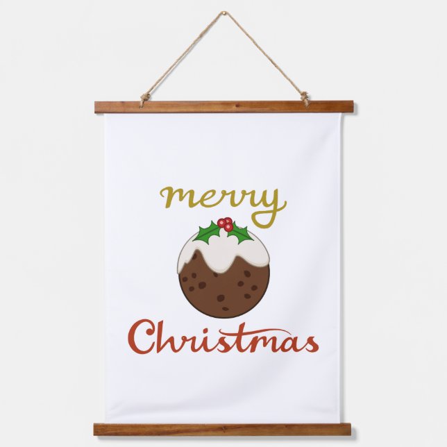 Merry Christmas+Pudding Design Hanging Tapestry (Front)