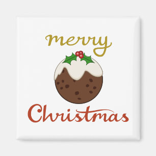 Merry Christmas+Pudding Design Magnet
