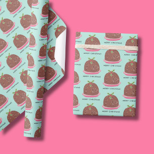 Merry Christmas Pudding illustration Wrapping Paper