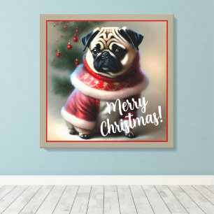 Merry Christmas Pug Canvas Print