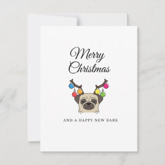 Merry Christmas pug holiday card
