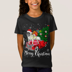 Merry Christmas Pug Lover Santa Light Red Truck Xm T-Shirt