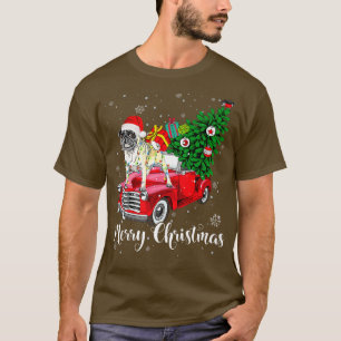 Merry Christmas Pug Lover Santa Light Red Truck Xm T-Shirt