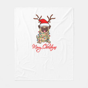 MERRY CHRISTMAS PUG Owner Ugly Christmas Funny Dog Fleece Blanket