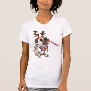 Merry Christmas   Pug Reindeer T-Shirt