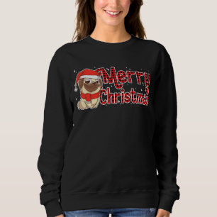 Merry Christmas Pug Santa Claus Dog Red Plaid Xmas Sweatshirt