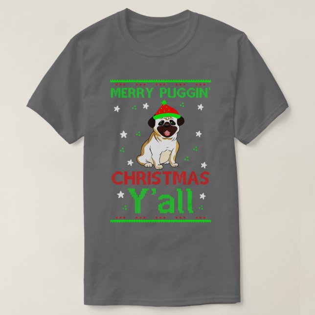 Merry Christmas Pug  T-Shirt (Design Front)