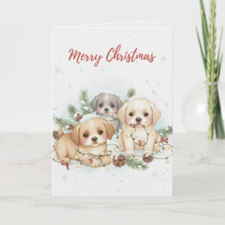 Merry Christmas Puppies Card Cute Dog Lover card