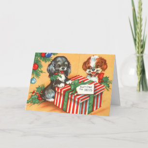 Merry Christmas Puppies Holiday Card