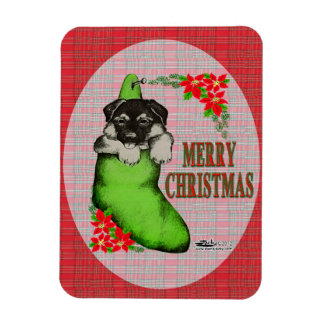 Merry Christmas Puppy Magnet