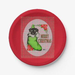 Merry Christmas Puppy Paper Plate
