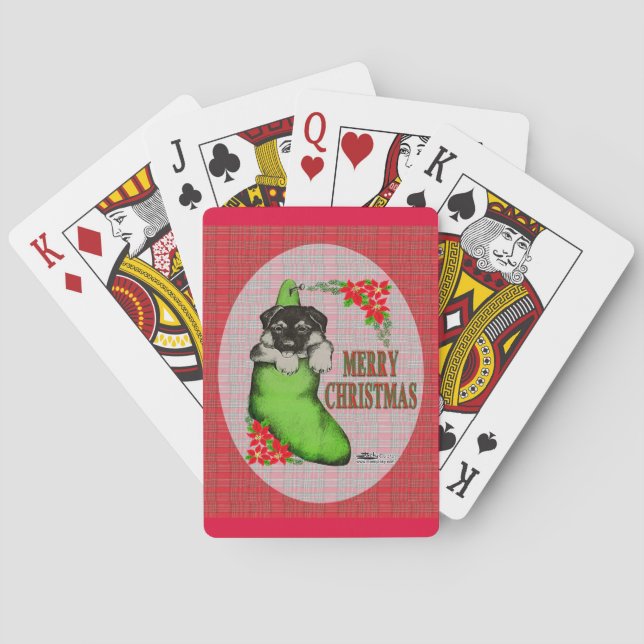 Merry Christmas Puppy Playing Cards (Back)