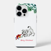 Merry Christmas! Puppy with Bell and Ball