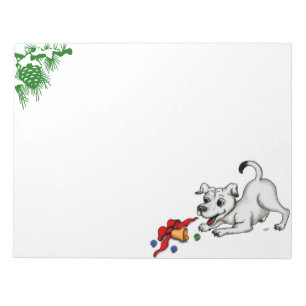Merry Christmas! Puppy with Bell and Ball Notepad