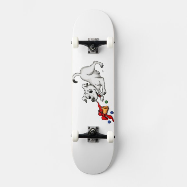 Merry Christmas! Puppy with Bell and Ball Skateboard (Front)