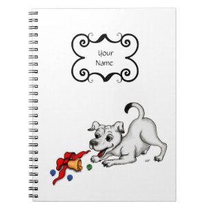 Merry Christmas! Puppy with Bell and Ball Spiral Notebook