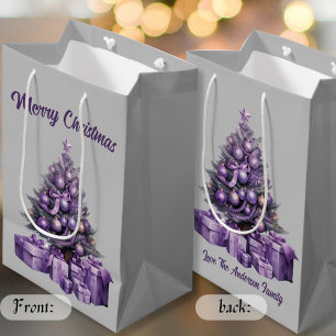 Merry Christmas purple Christmas tree Medium Gift Bag