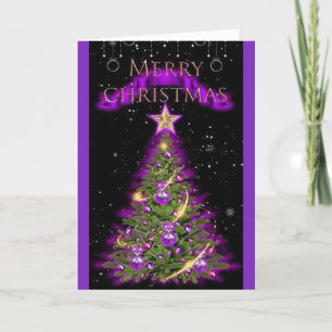 Merry Christmas Purple Folded Holiday Card