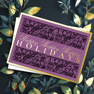 Merry Christmas Purple Ornate Border Holiday Card