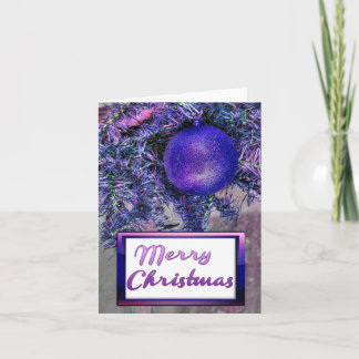 Merry Christmas Purple Tree Retro Folded Greeting Card