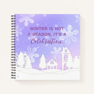 Merry Christmas Purple White House Snowflakes  Notebook
