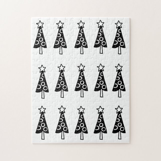 Merry Christmas Puzzle Christmas Black Trees  (Vertical)