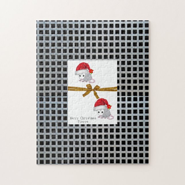 Merry Christmas Puzzle Christmas Opossum  (Vertical)