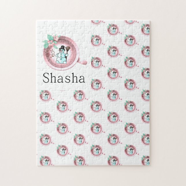 Merry Christmas Puzzle Christmas Snowman  (Vertical)