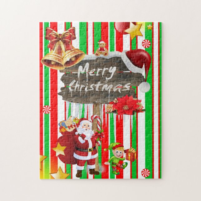Merry Christmas Puzzle Santa (Vertical)
