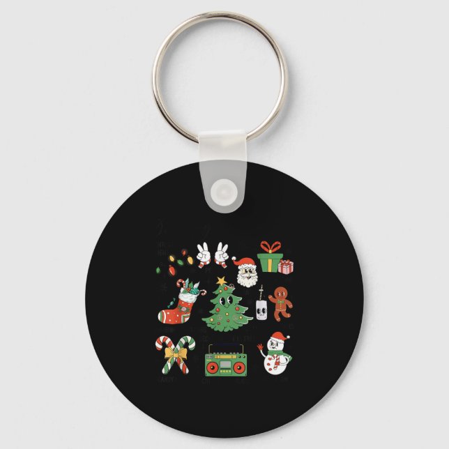 Merry Christmas Pyjamas Family Matching Xmas Tree  Key Ring (Front)