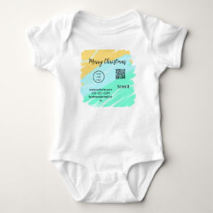 Merry Christmas QR code business yellow green wate Baby Bodysuit