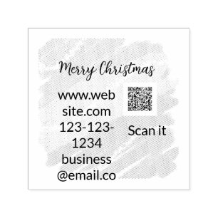 Merry Christmas QR code business yellow green wate Self-inking Stamp