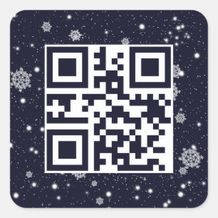 Merry Christmas QR Code In Snowflakes Square Sticker