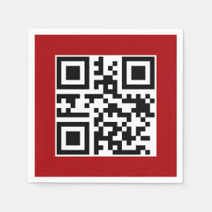 Merry Christmas QR Code On Red Napkin
