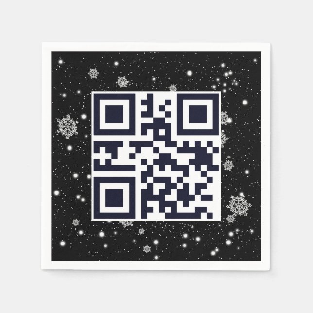 Merry Christmas QR Code On Snowflakes Napkin (Front)