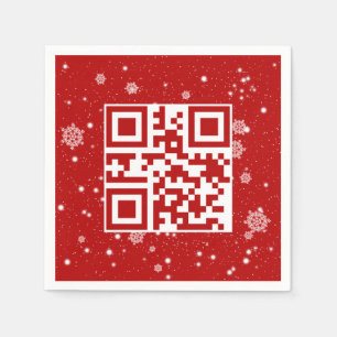 Merry Christmas QR Code On Snowflakes Napkin