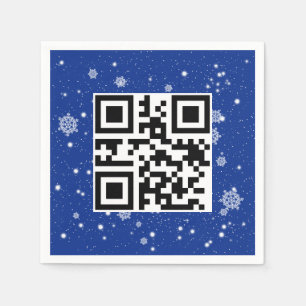 Merry Christmas QR Code On Snowflakes Napkin