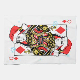Merry Christmas Queen of Diamonds Tea Towel