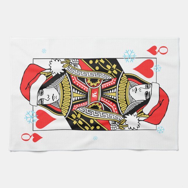 Merry Christmas Queen of Hearts Tea Towel (Horizontal)