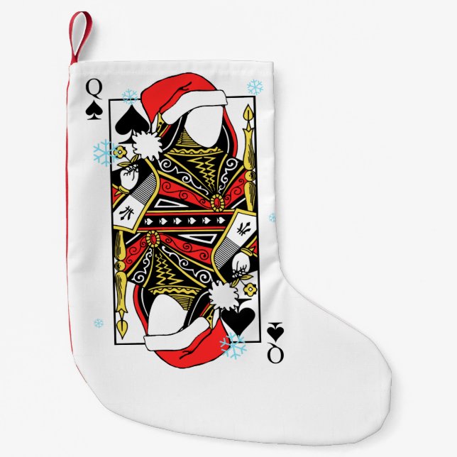 Merry Christmas Queen of Spades - Add Your Images Small Christmas Stocking (Front)