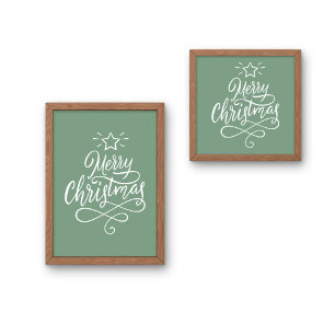 Merry Christmas quoted white and green Poster